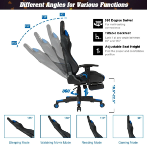 high quality gaming chair max recline angle