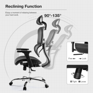 fully ergonomic office chair max recline function