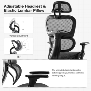 fully ergonomic office chair neck rest adjustable