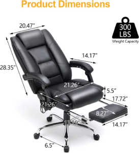 heated ergonomic office chair dimensions and max weight load