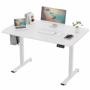 a solid wood standing desk with minimalistic design perfect for urban offices on a white background showcasing it mionimalizm
